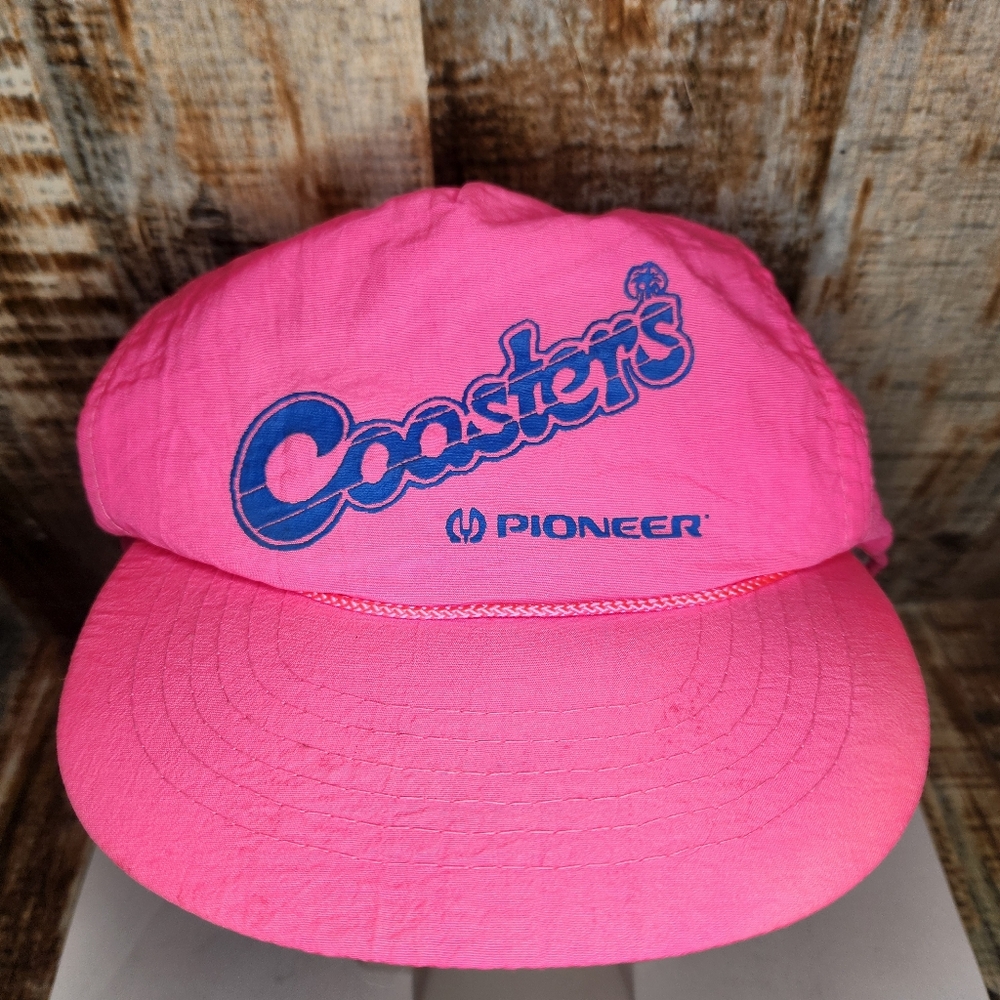 Vintage 90s Le Sport Neon Pink Cap Raised Letters Coasters Pioneer Audio Hat OS